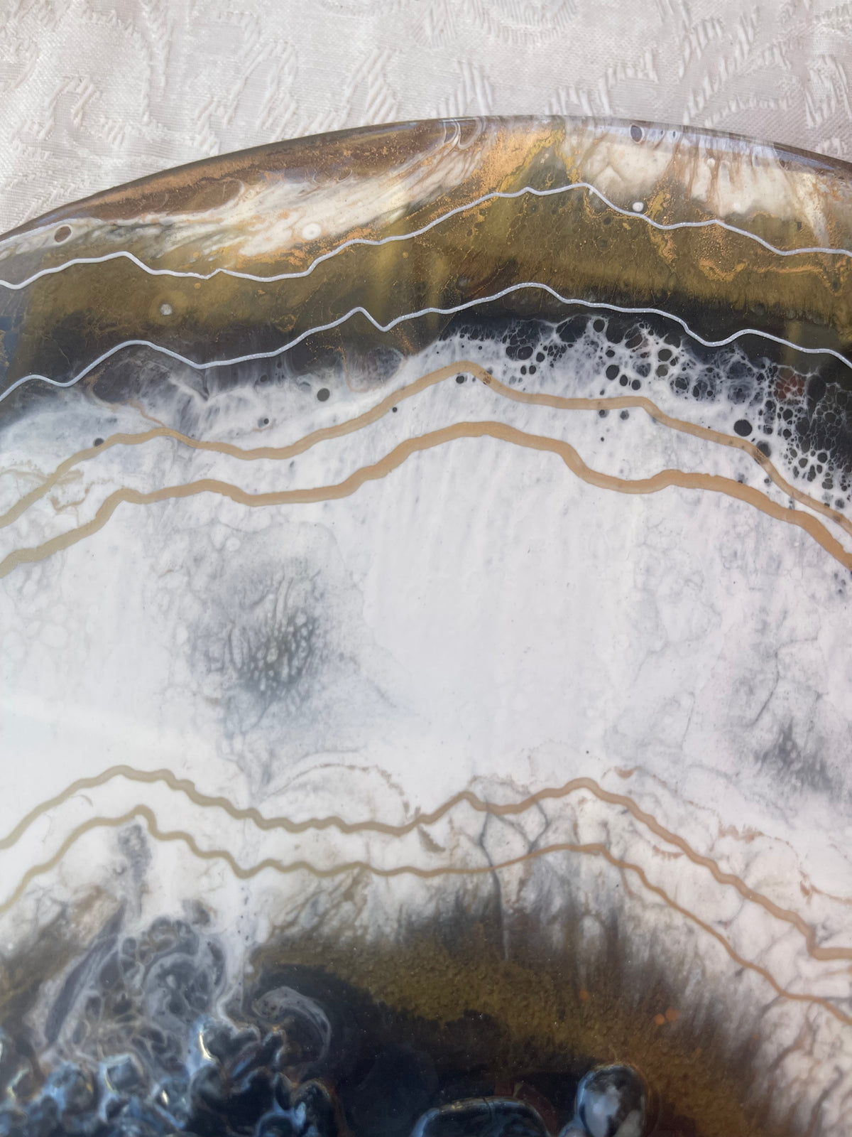 Clear quartz resin geode painting