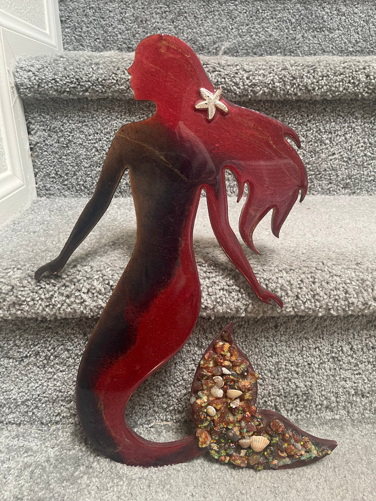 Red Resin mermaid