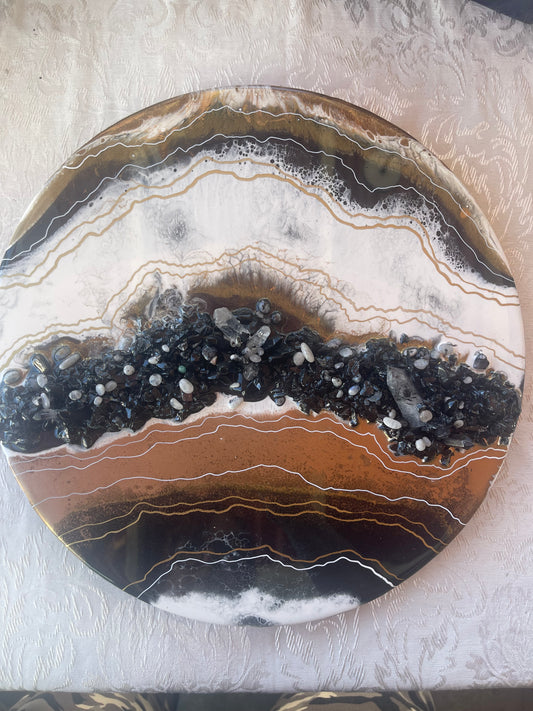Clear quartz resin geode painting