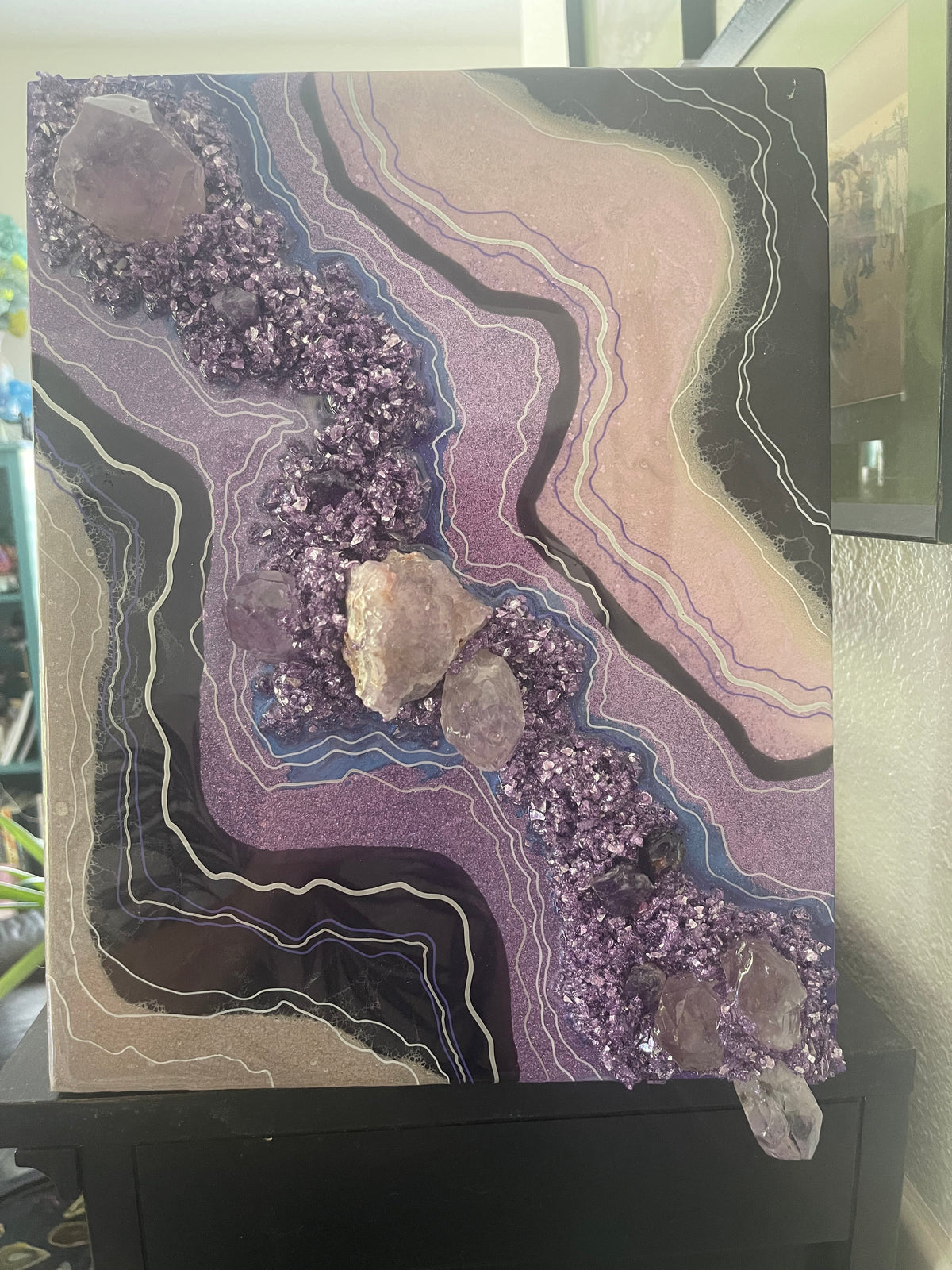 Amethyst Crystal resin geode painting