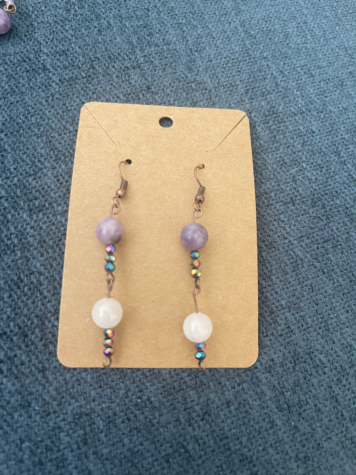 Rose quartz, lepediolite and Pink agate necklace and earrings