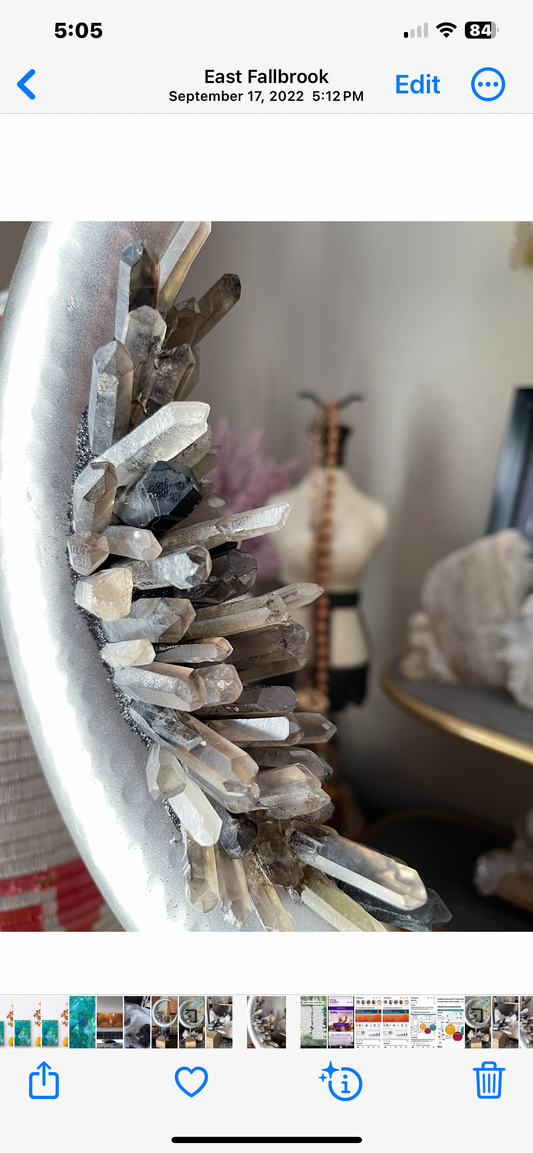 Smoky quartz Moon on Stand