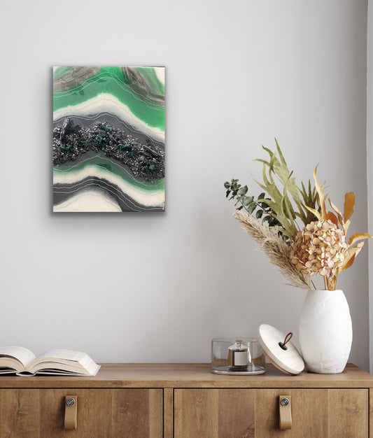 Malachite resin painting