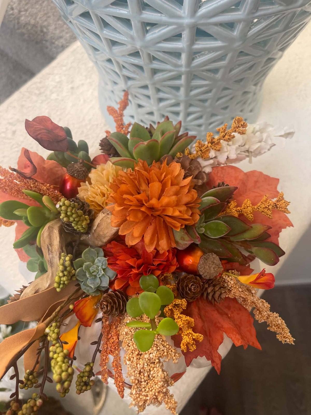 Fall succulent Pumpkin decor
