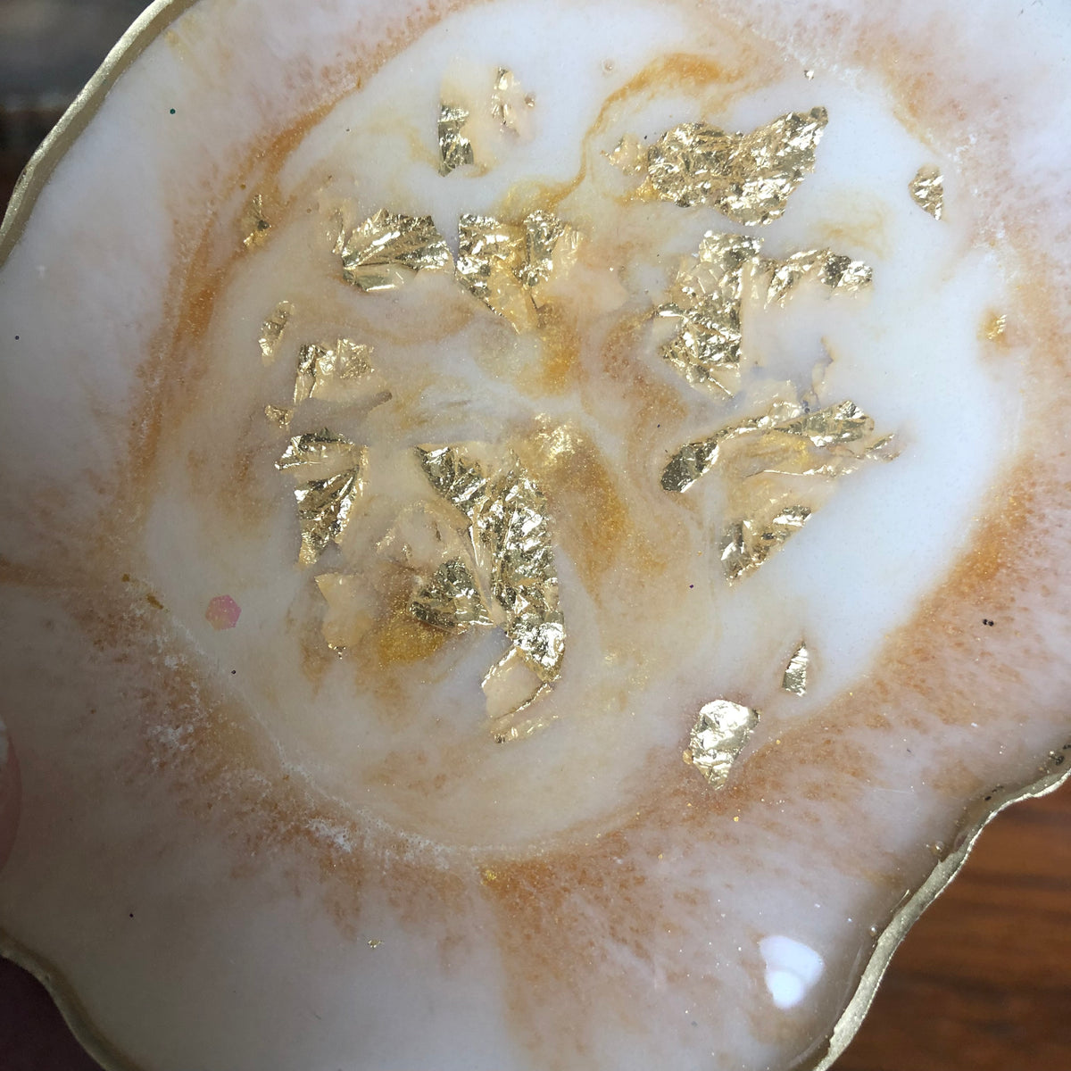 White and gold resin coasters