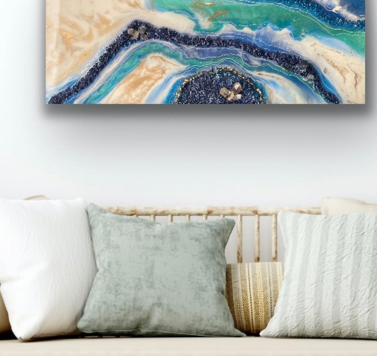 Blue geode garden quartz painting