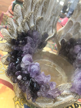 Load image into Gallery viewer, Amethyst flower Angel wing candleholder