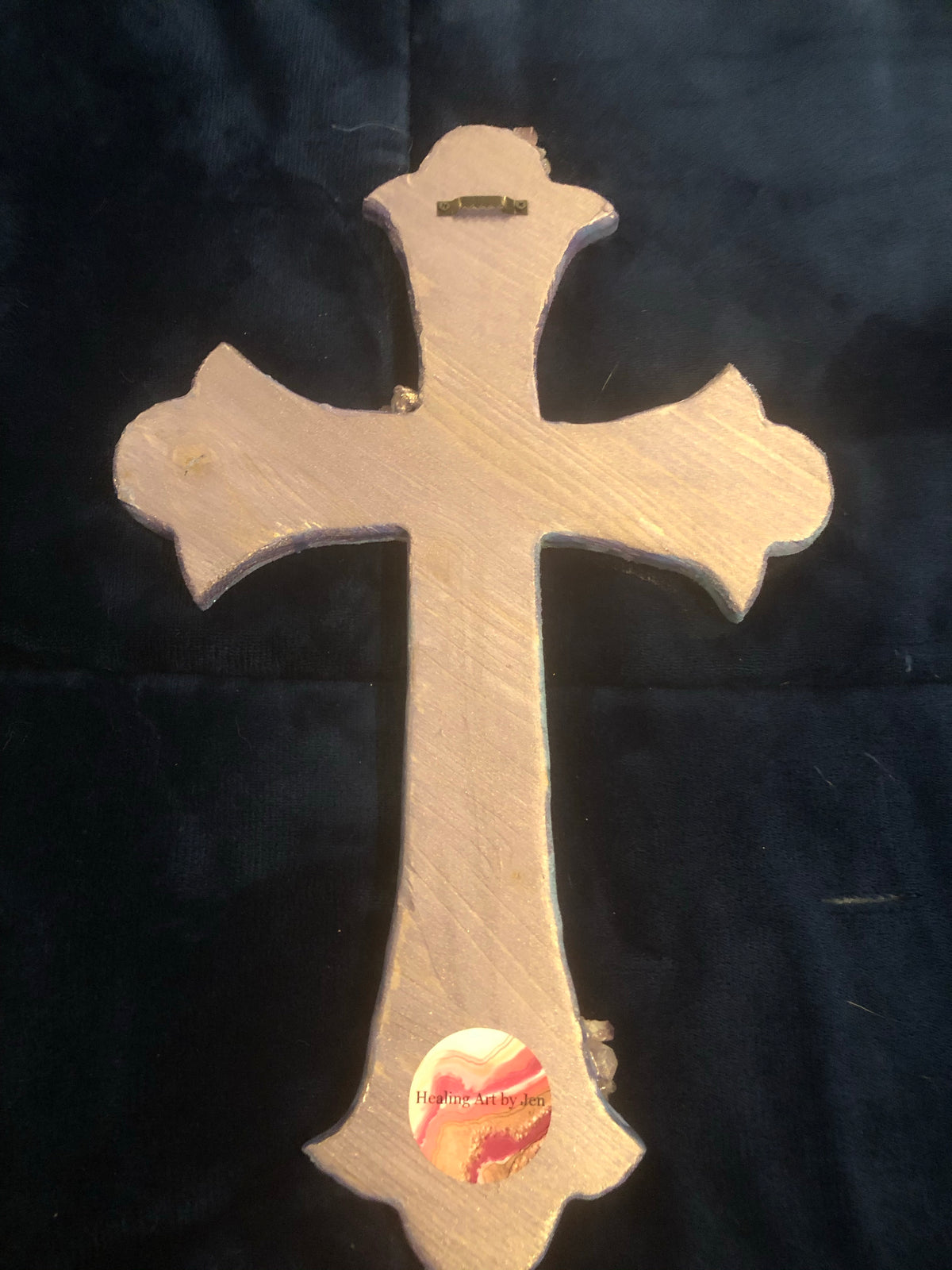 Amethyst flower resin Wood Cross