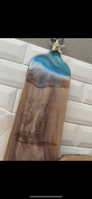 Load image into Gallery viewer, Turtle Ocean resin cheeseboard class $45 size board (14”x7.5”) May 25