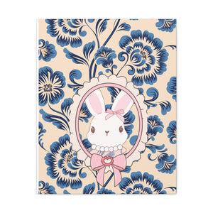 Blue floral bunny stretched canvas