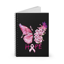 Load image into Gallery viewer, Butterfly Hope Breast Cancer Spiral Notebook - Ruled Line