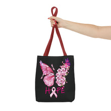 Load image into Gallery viewer, Butterfly Hope Breast Cancer Double sided Tote Bag