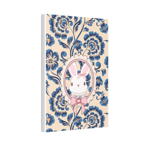 Blue floral bunny stretched canvas