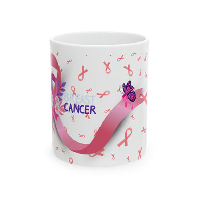 Breast Cancer Ribbon Ceramic Mug, 11oz