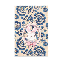 Load image into Gallery viewer, Blue floral bunny stretched canvas