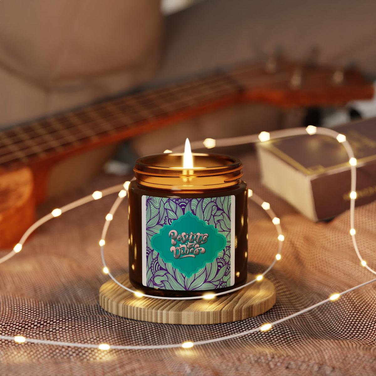 Positive Vibes Scented Soy Candle (Multi-Size, Amber Jar)