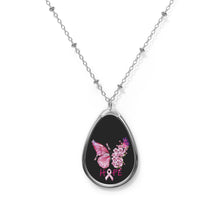 Load image into Gallery viewer, Butterfly Hope Breast Cancer Oval Necklace