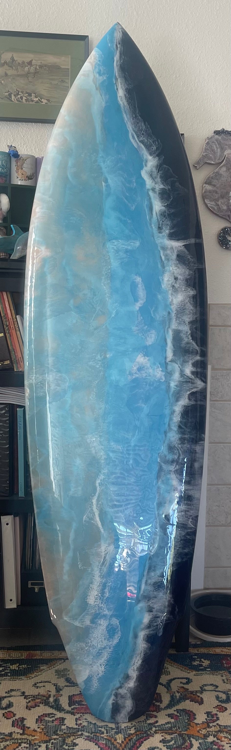 Ocean pour resin surfboard
