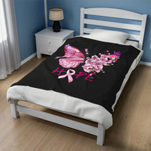 Load image into Gallery viewer, Butterfly Hope Breast Cancer Velveteen Plush Blanket