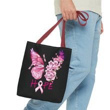 Load image into Gallery viewer, Butterfly Hope Breast Cancer Double sided Tote Bag