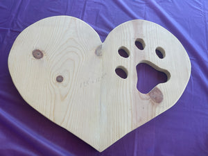 Pet memorial wood heart for painting