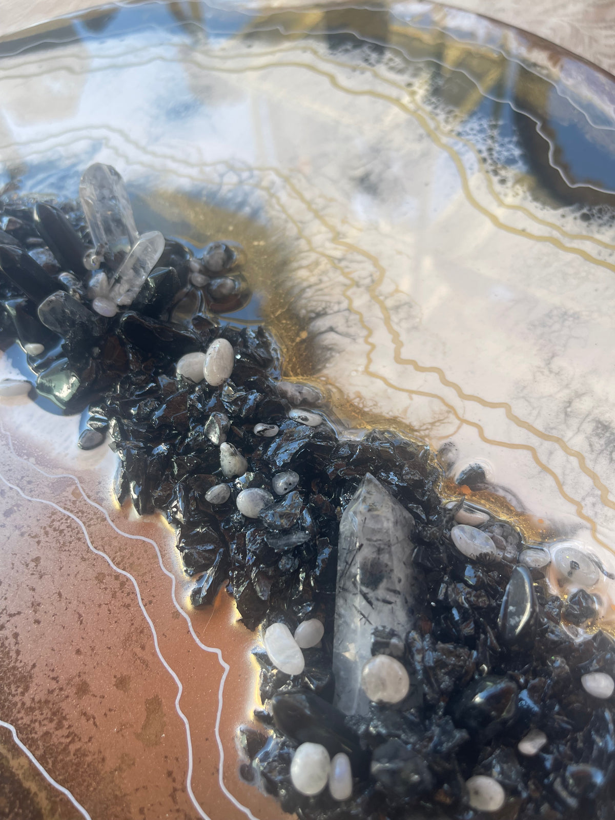 Clear quartz resin geode painting