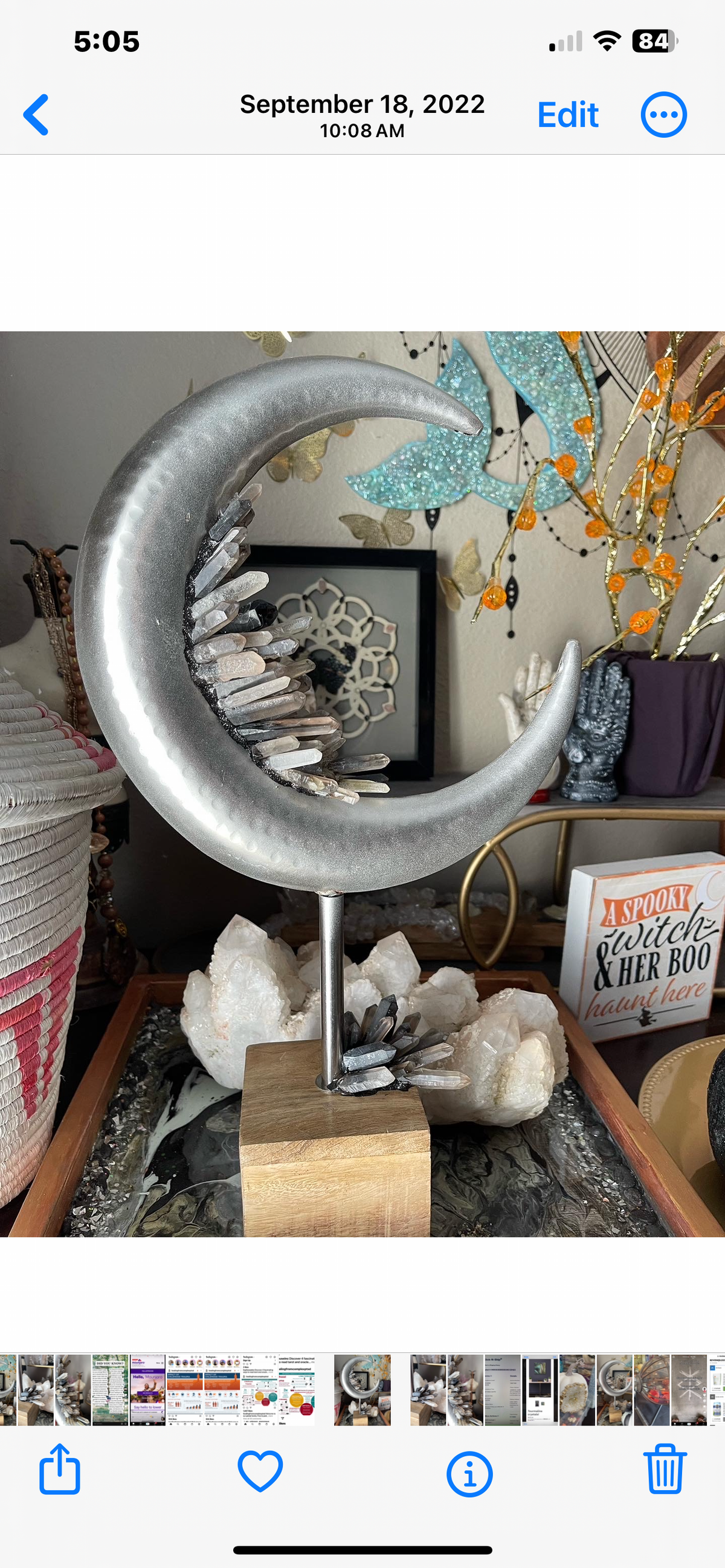 Smoky quartz Moon on Stand