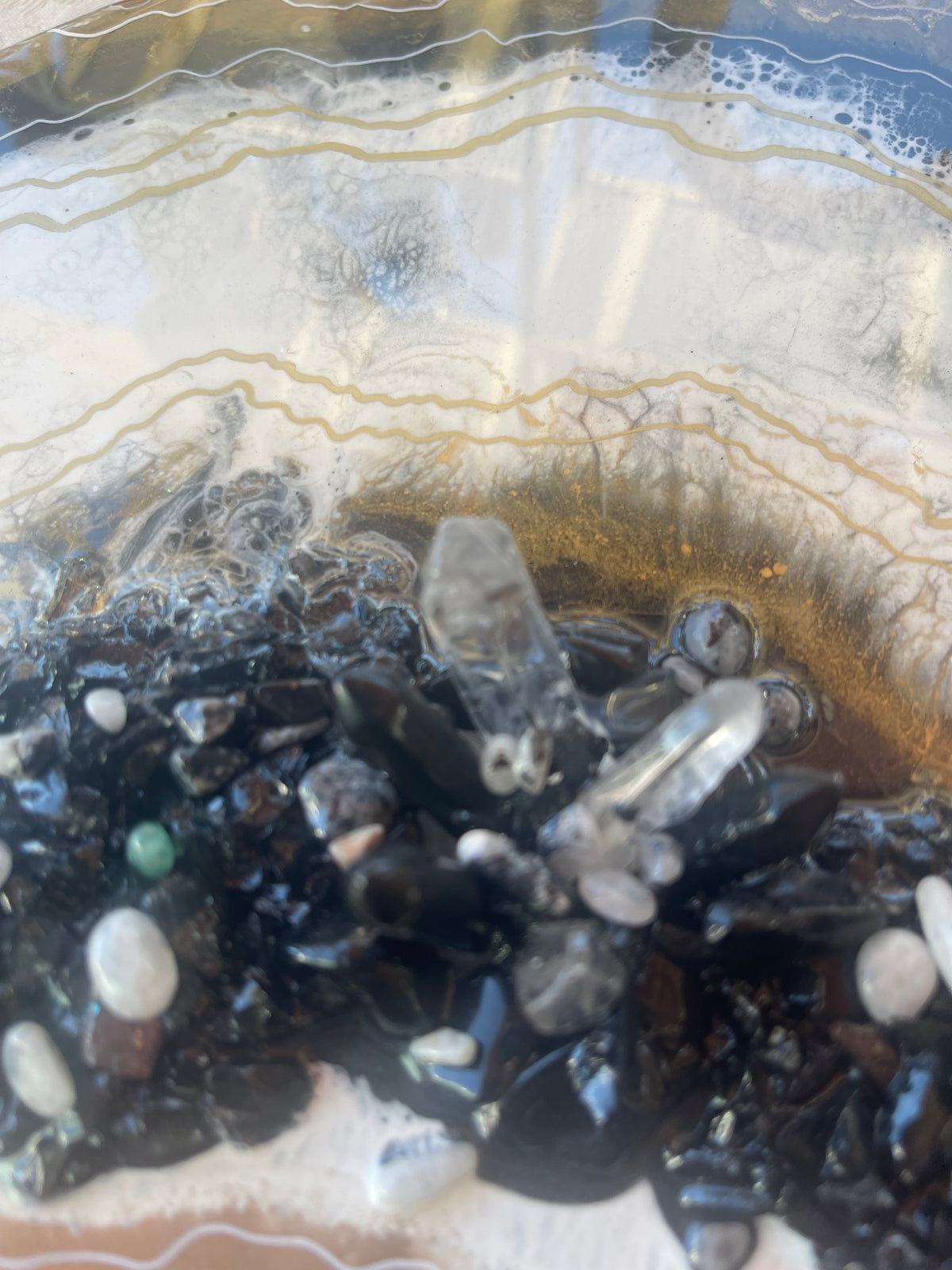 Clear quartz resin geode painting