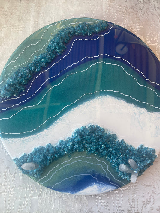Clear quartz resin geode painting