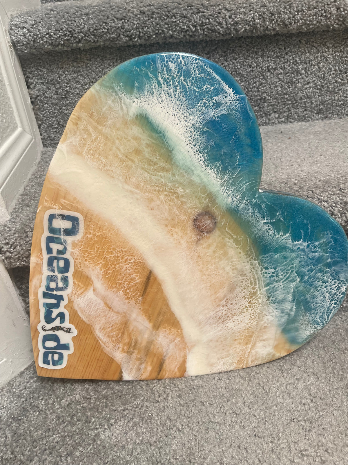 Oceanside Resin ocean pour cheeseboard