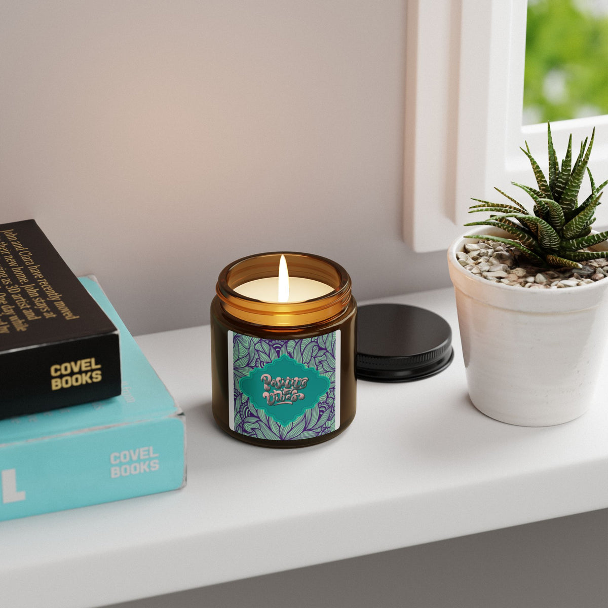 Positive Vibes Scented Soy Candle (Multi-Size, Amber Jar)