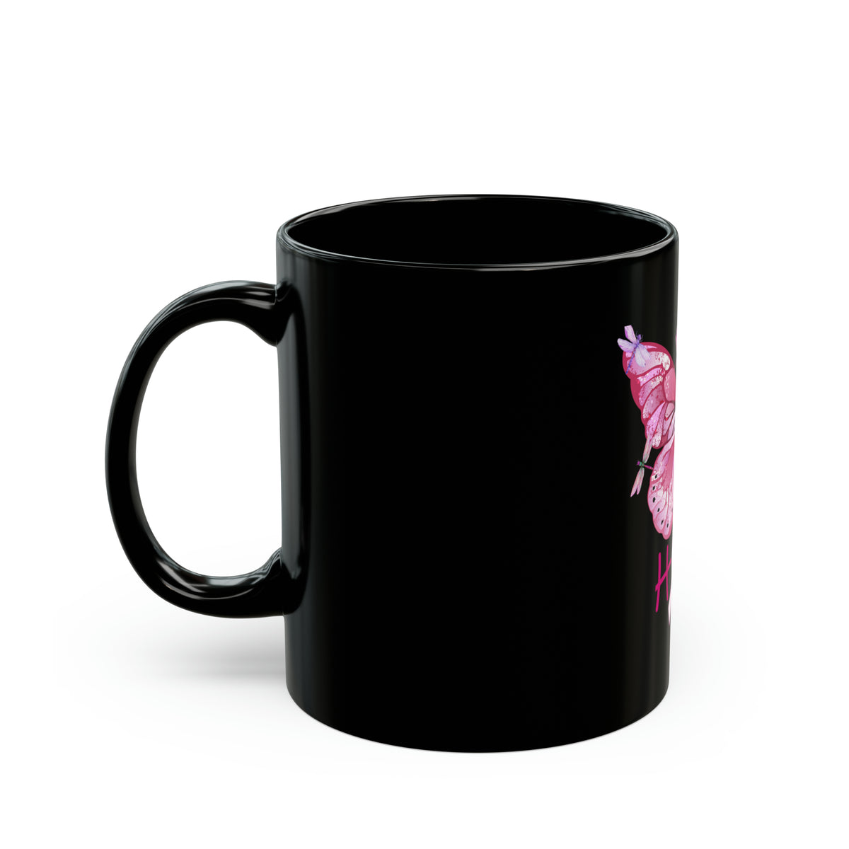 Butterfly Hope Breast Cancer Black Mug (11oz, 15oz)