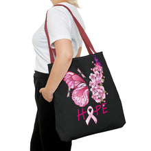 Load image into Gallery viewer, Butterfly Hope Breast Cancer Double sided Tote Bag