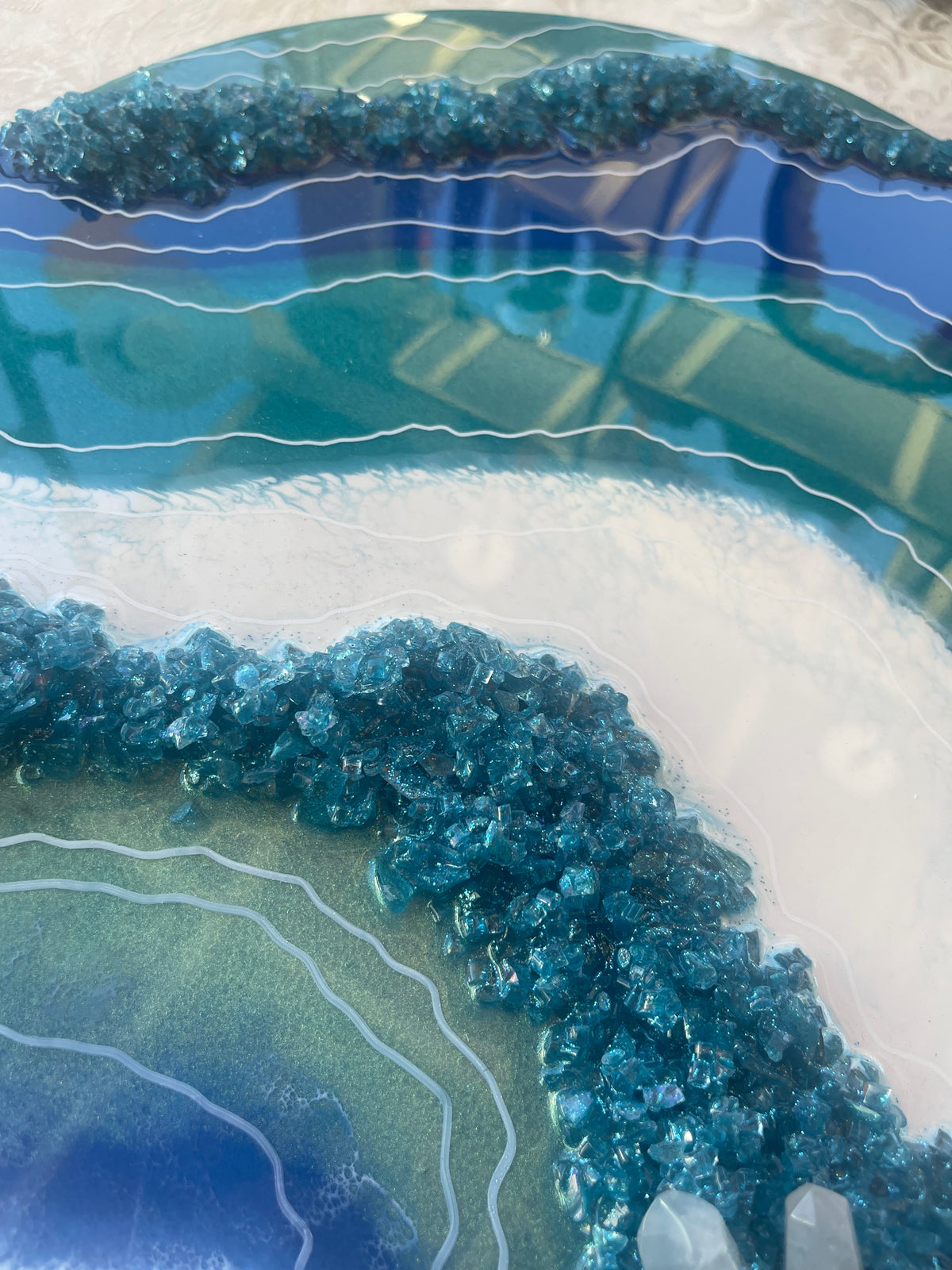 Clear quartz resin geode painting
