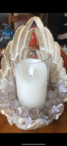 Crystal embellished Angel wing candle holder