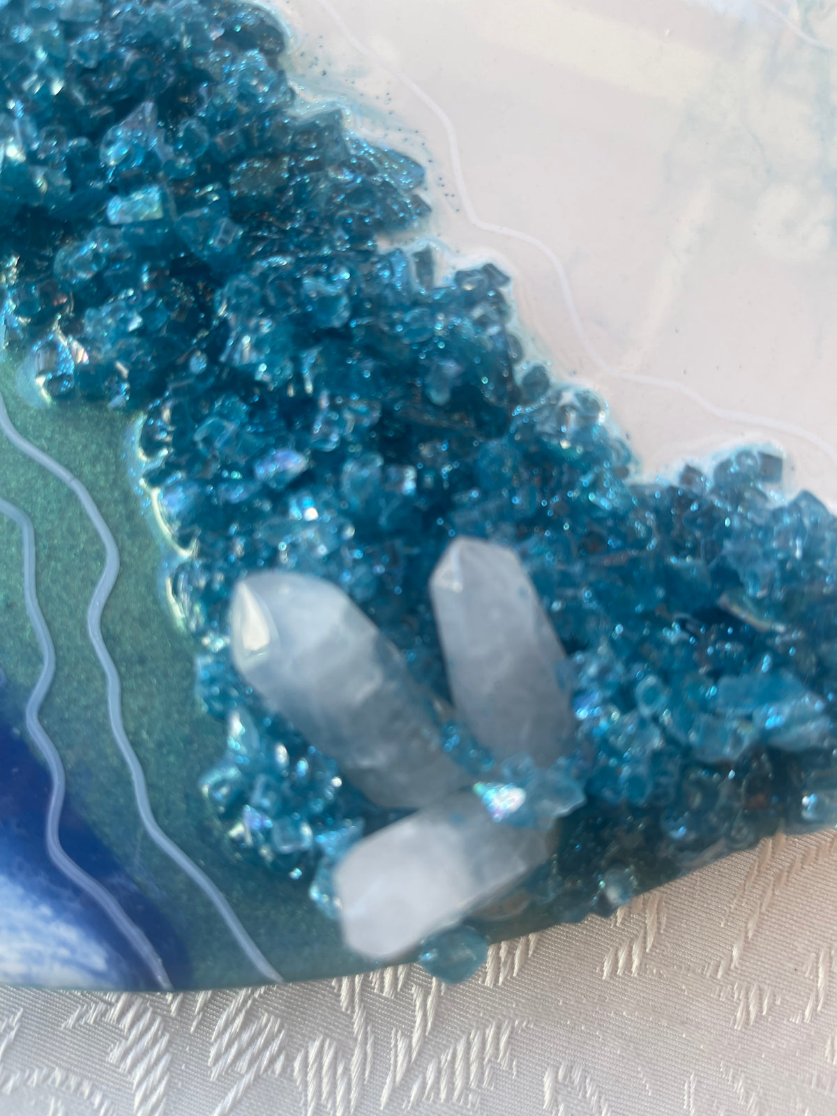 Clear quartz resin geode painting