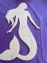 Load image into Gallery viewer, Plain wood Mermaid for Wall Art