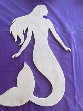 Plain wood Mermaid for Wall Art