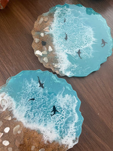 Shark ocean coasters