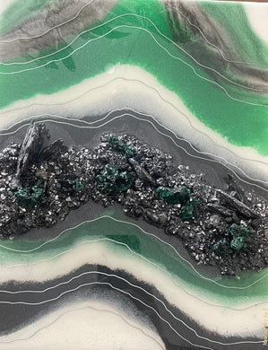 Malachite resin painting
