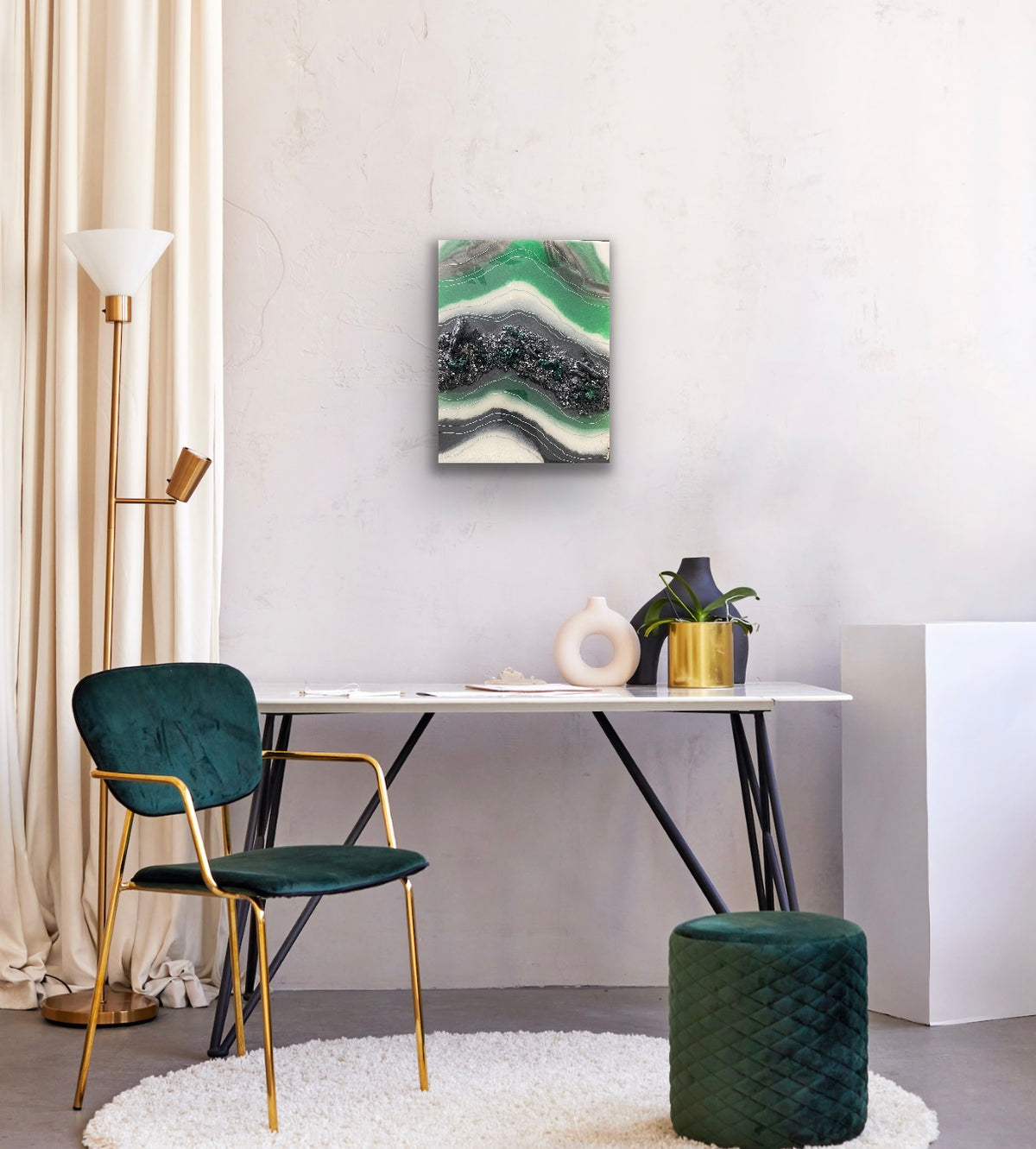 Malachite resin painting