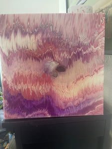 Crystal Resin Pour Painting Pink