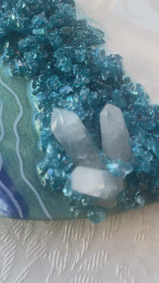Clear quartz resin geode painting