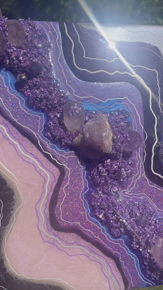 Amethyst Crystal resin geode painting