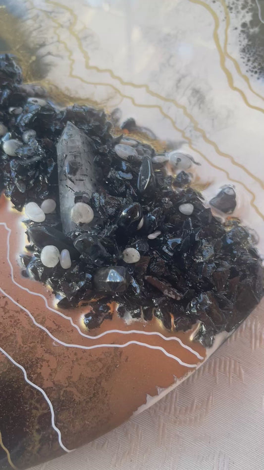 Clear quartz resin geode painting
