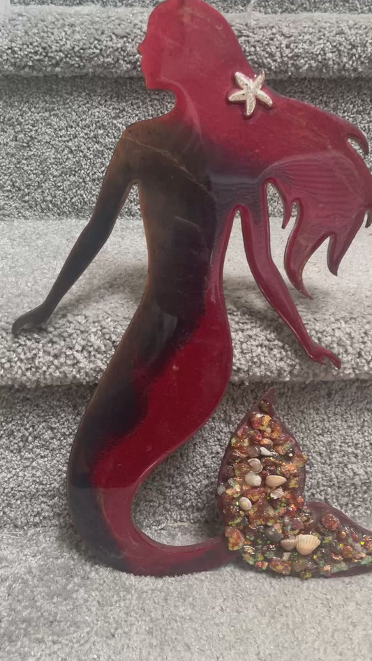 Red Resin mermaid