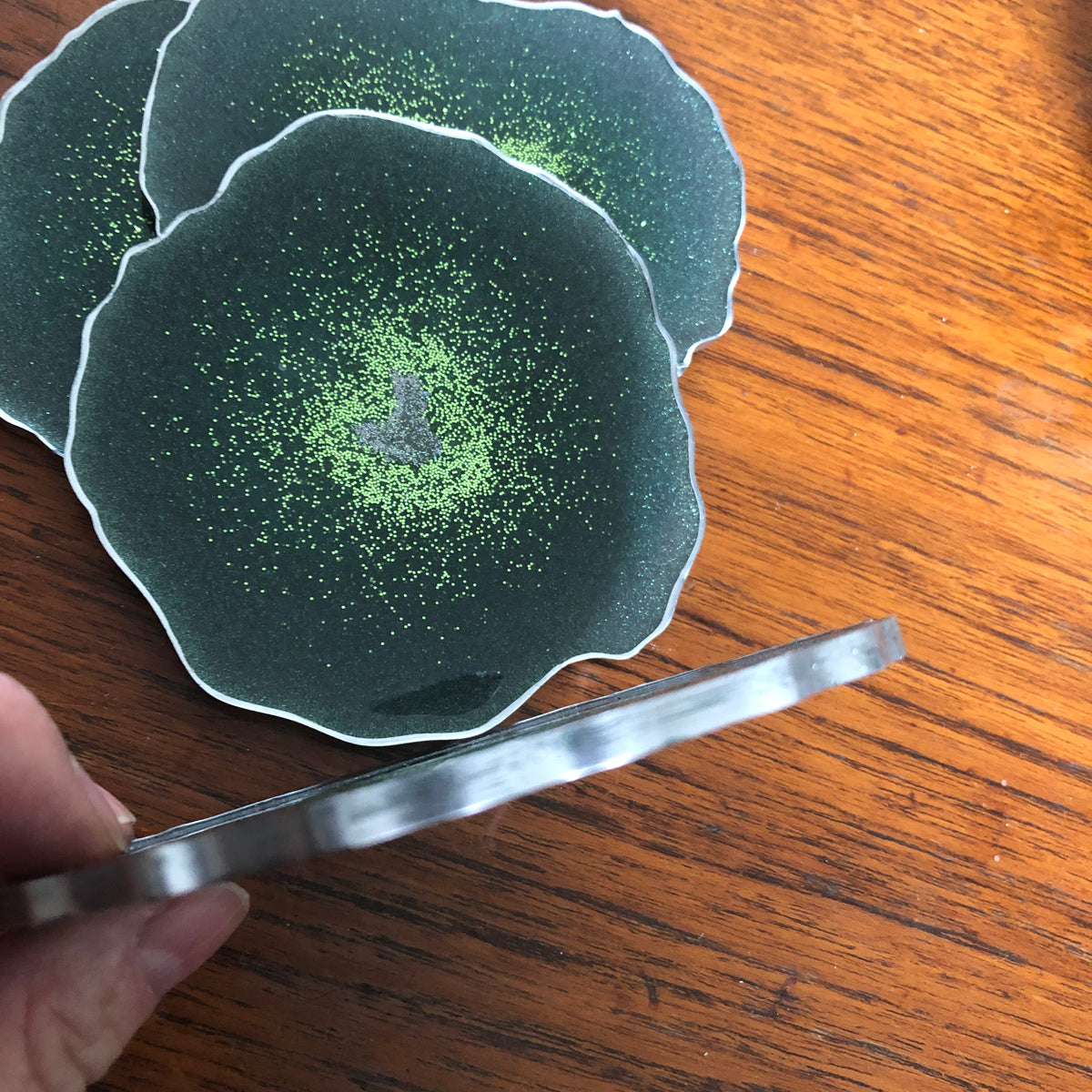 Green resin coasters