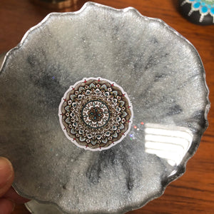 Silver Mandala resin coasters