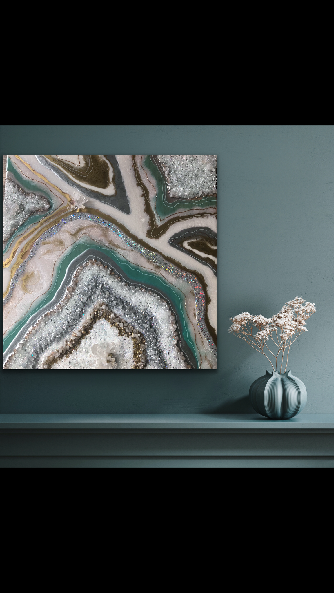 Clear Quartz and Aqua Painting
