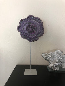 Purple resin slice on stand